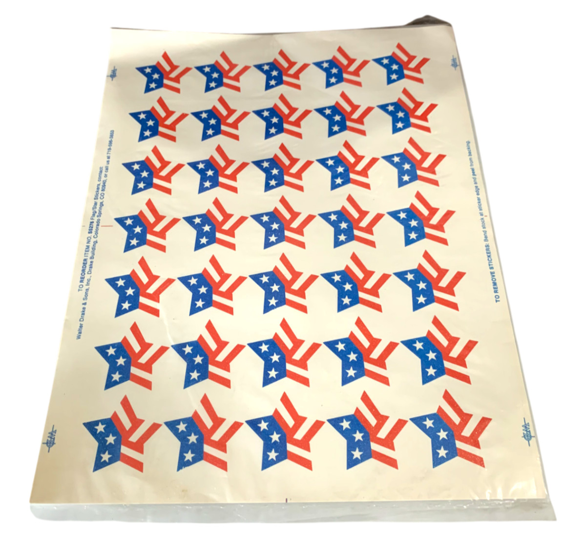 Sealed Walter Drake Sticker Stars & Stripes Sheet American Flag Star Patriotic