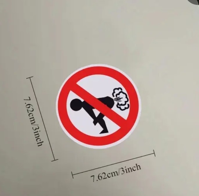 NO FARTING – 5 In Pack – New Sealed- Flatulence Funny 3 Inch Sticker – Decal Art