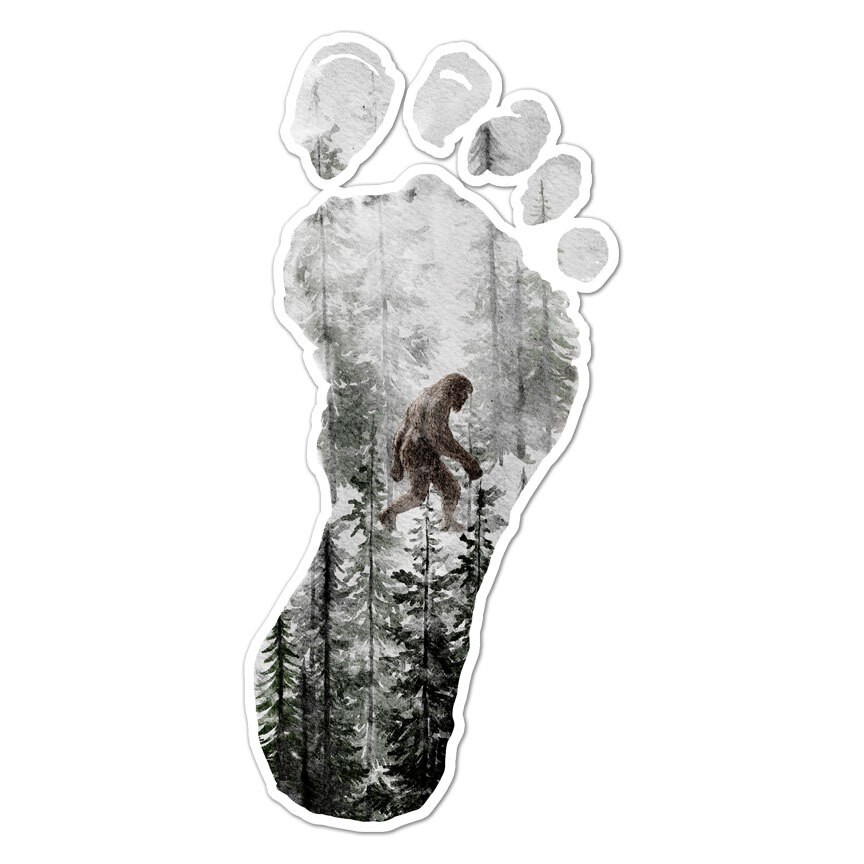 Footprint Bigfoot Sasquatch, Vinyl Decal Sticker, Indoor Outdoor, 3 Sizes, #9218
