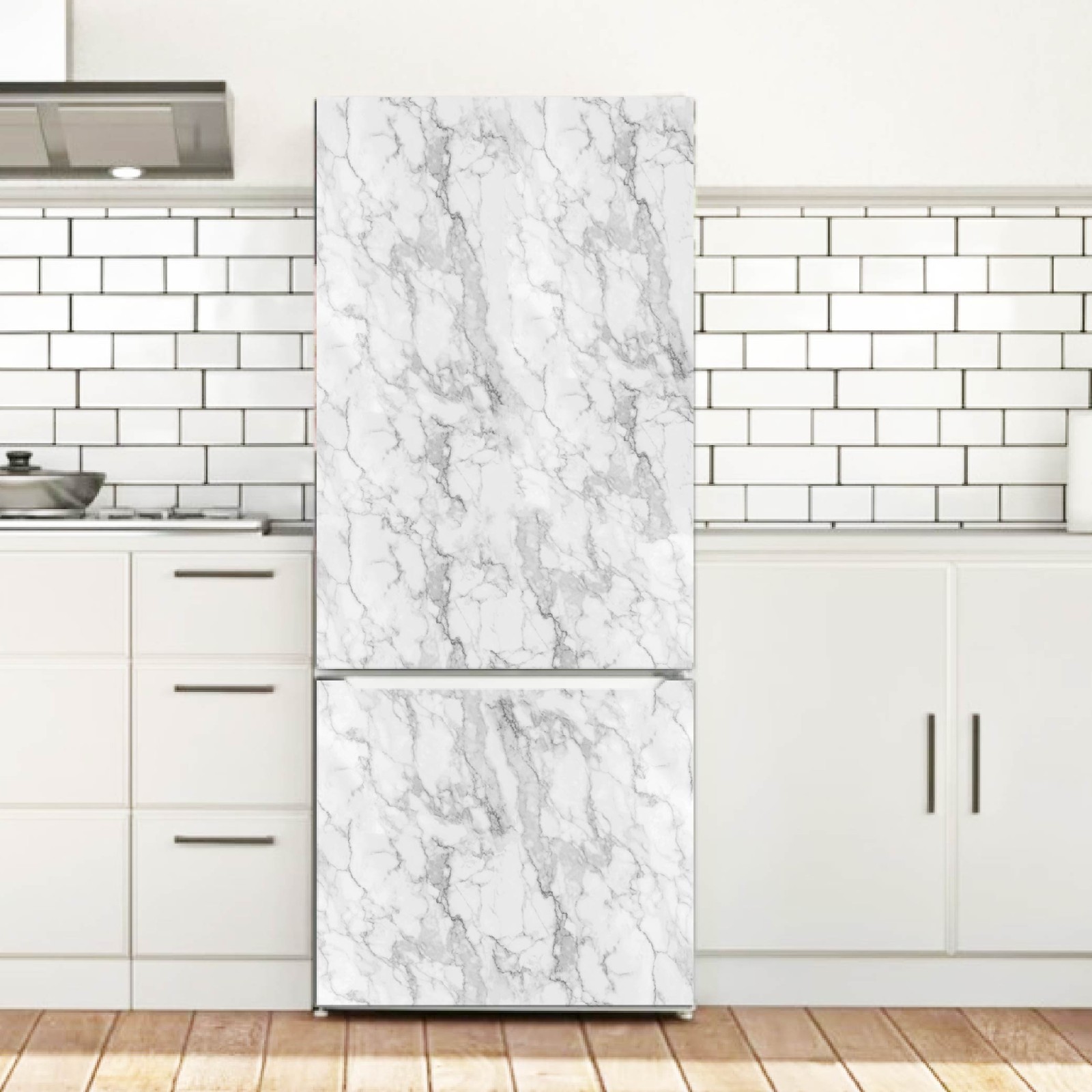 Seamless Marble Effect Fridge Wrap Removable Vinyl Refrigerator Cover