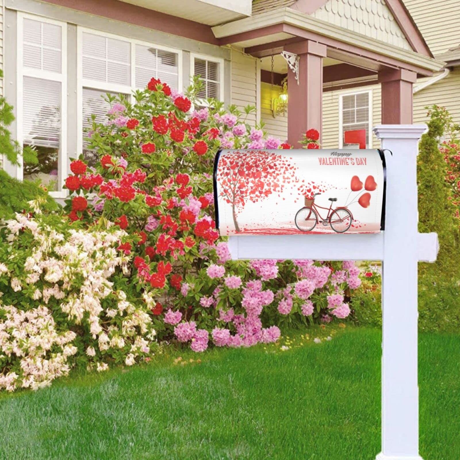 Harooni Romantic Valentine's Mailbox Cover 21×18 inch, A Bike and a Tree