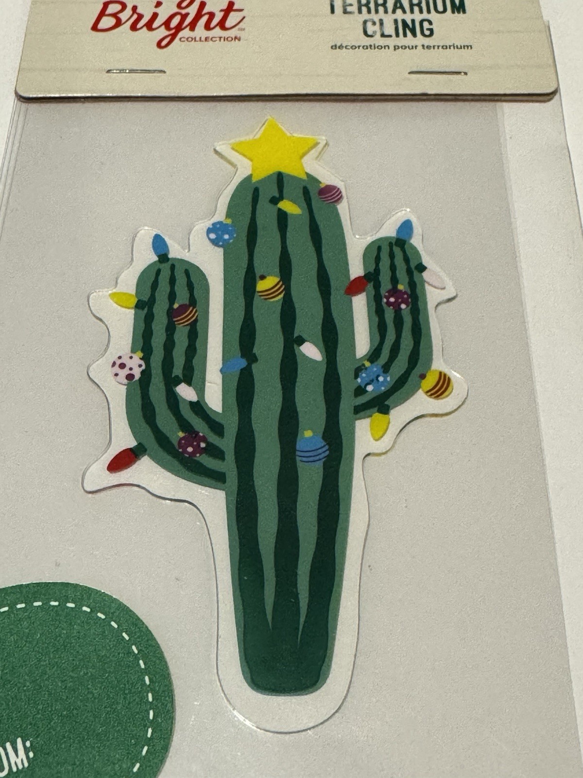 Merry & Bright Let's Get Lit Terrarium Cling Gift Tag Christmas Desert Cactus 5"