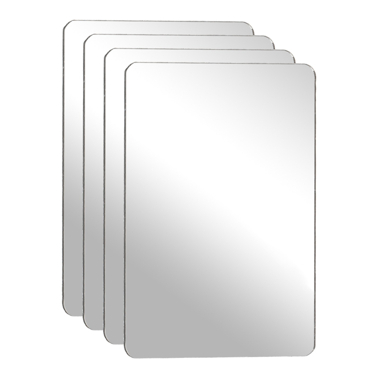 4Pcs Acrylic Mirror Sheet, 3.9×2.8" Rectangle Self Adhesive Mirror