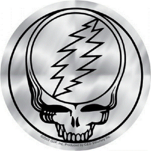 Sticker – Grateful Dead Silver CHROME Steal Your Face Band 60s FOIL Decal #15558