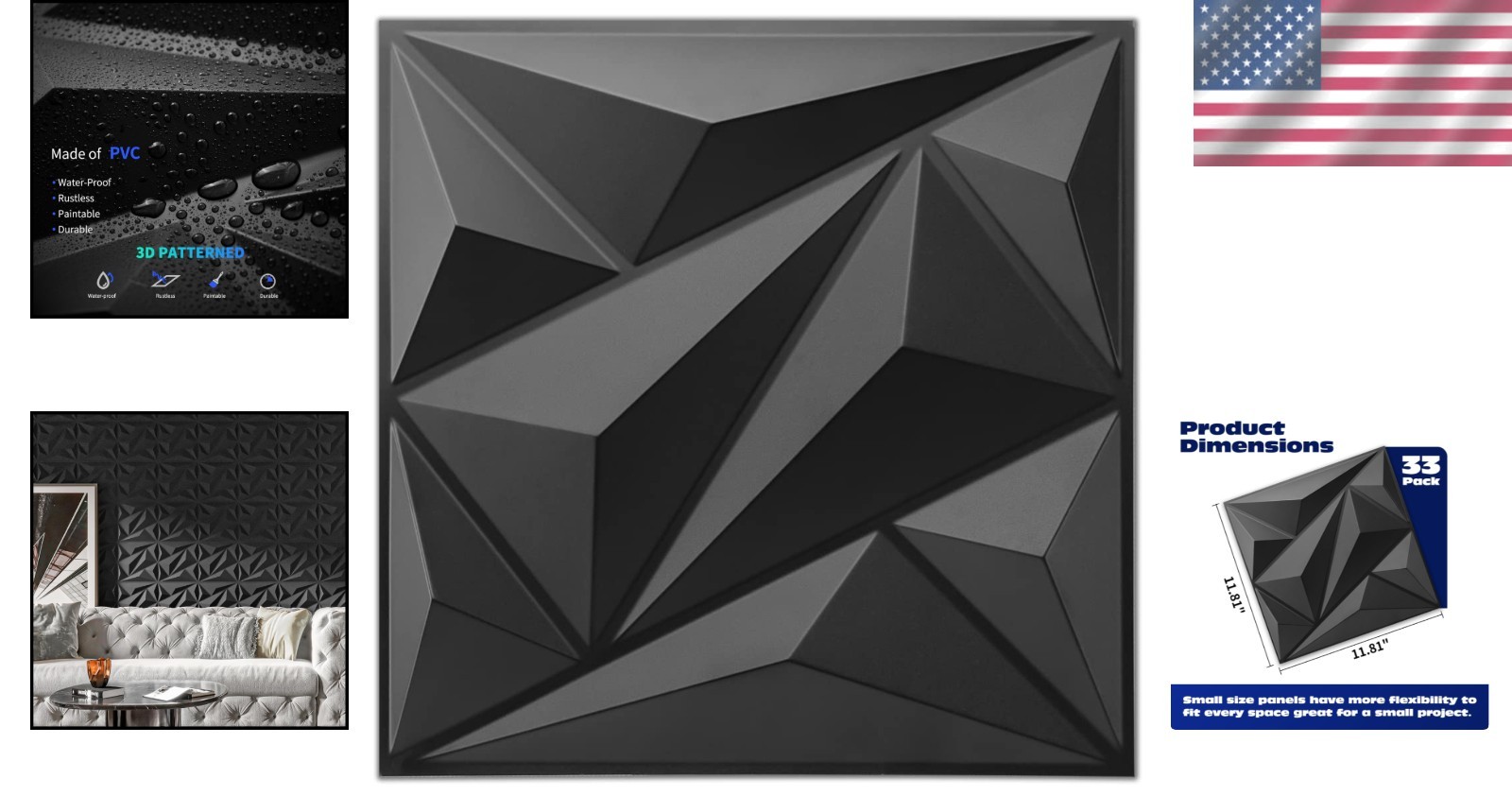 33-Pack Diamond 3D Wall Panels – Elegant PVC Texture for Stunning Interiors