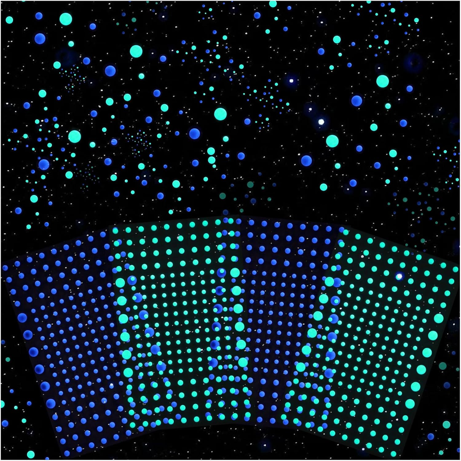 808 Pcs Glow in the Dark Ceiling Stars Wall Decals for Kids Room Decor