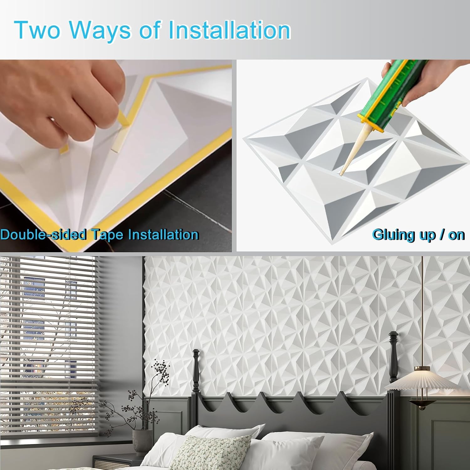 33 Pack 3D Wall Panels Modern Diamond Textured Design Interior Wall Decor in