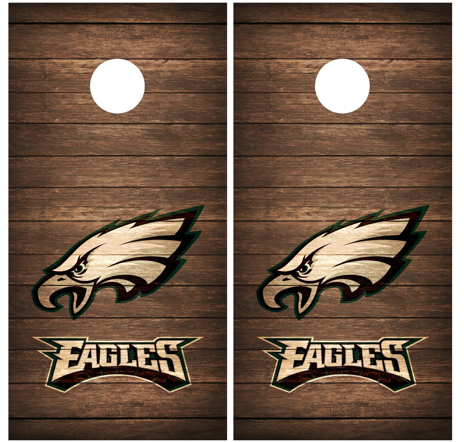 Philadelphia Eagles Vintage Wood Cornhole Board Decal Wrap Wraps (brown)
