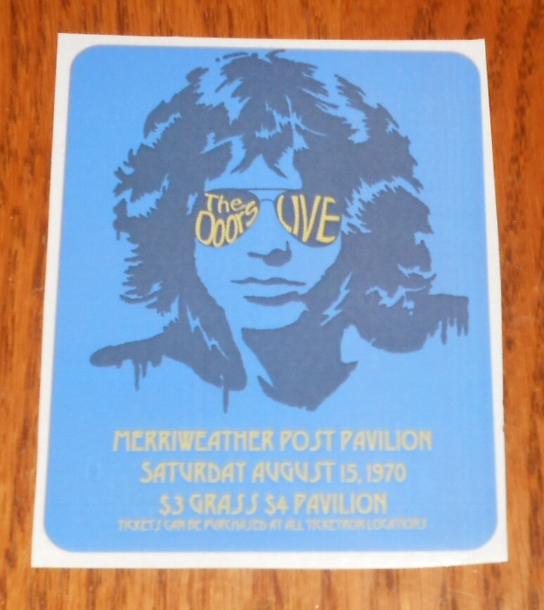 The Doors Live Sticker Vintage 3×3.5 RARE Jim Morrison Pavilion