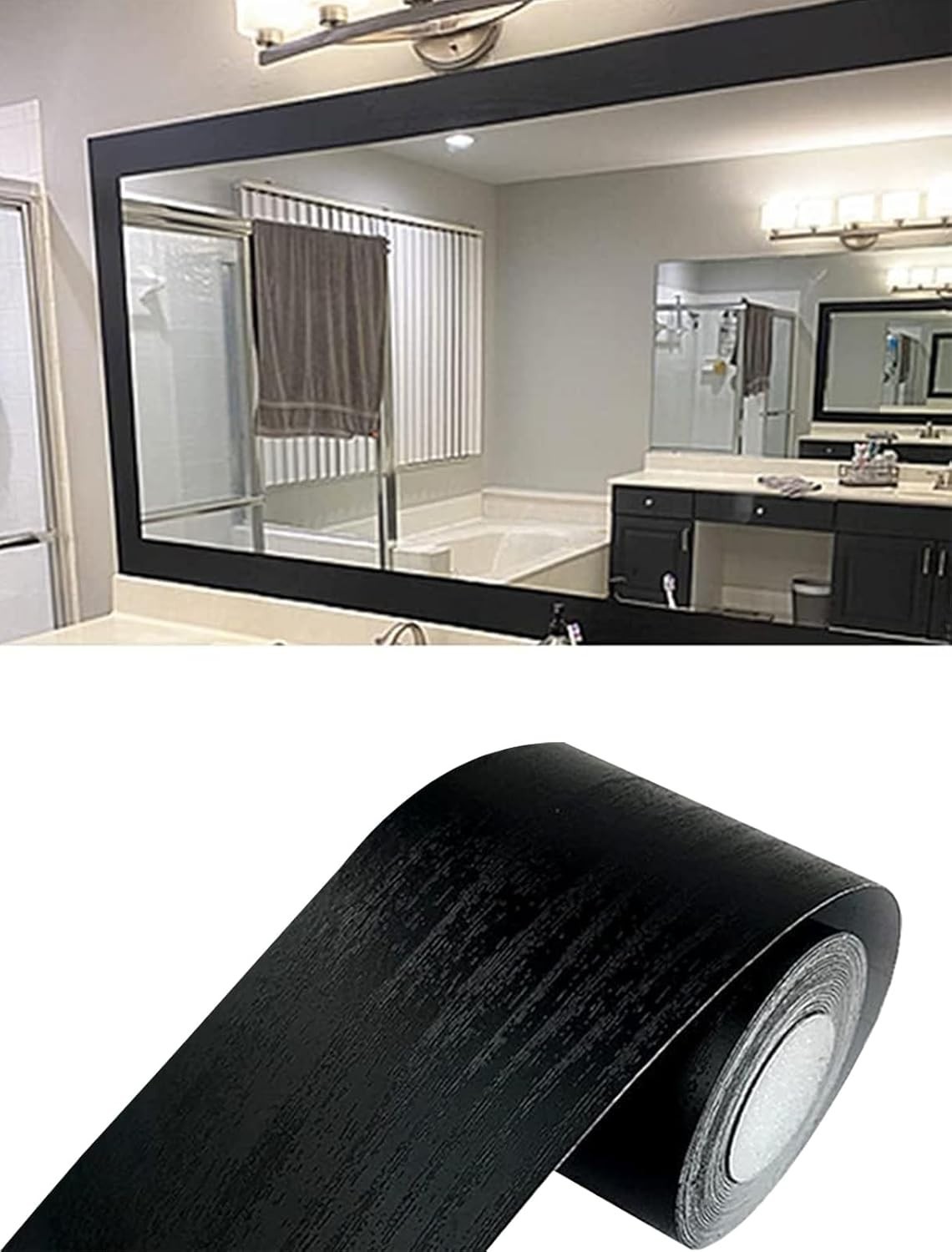 Durable Waterproof Peel and Stick Black Wood Grain Wallpaper Border – Easy Decor