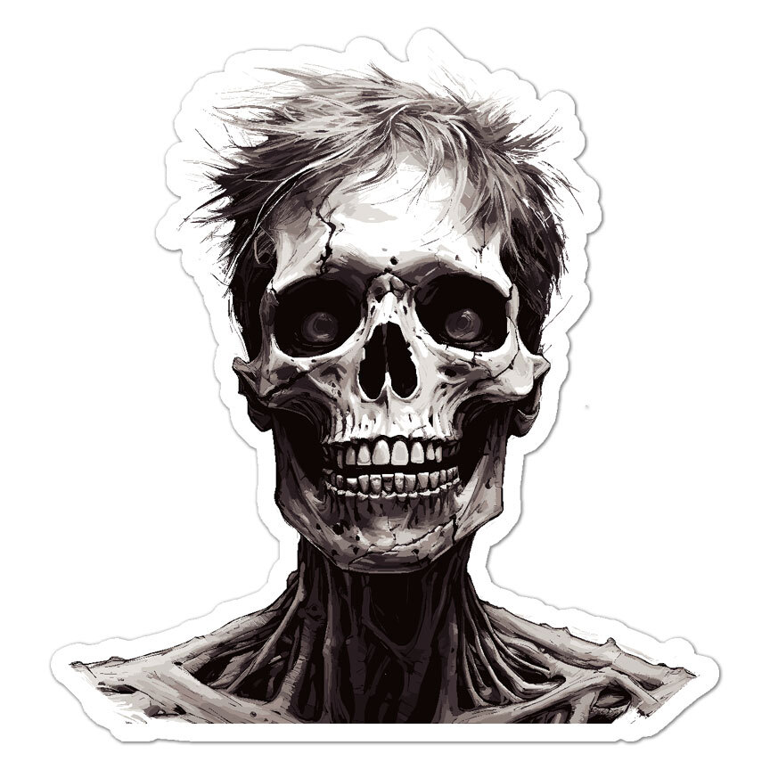 Zombie Skull Monster, Vinyl Decal Sticker, Indoor Outdoor, 3 Sizes, #9110