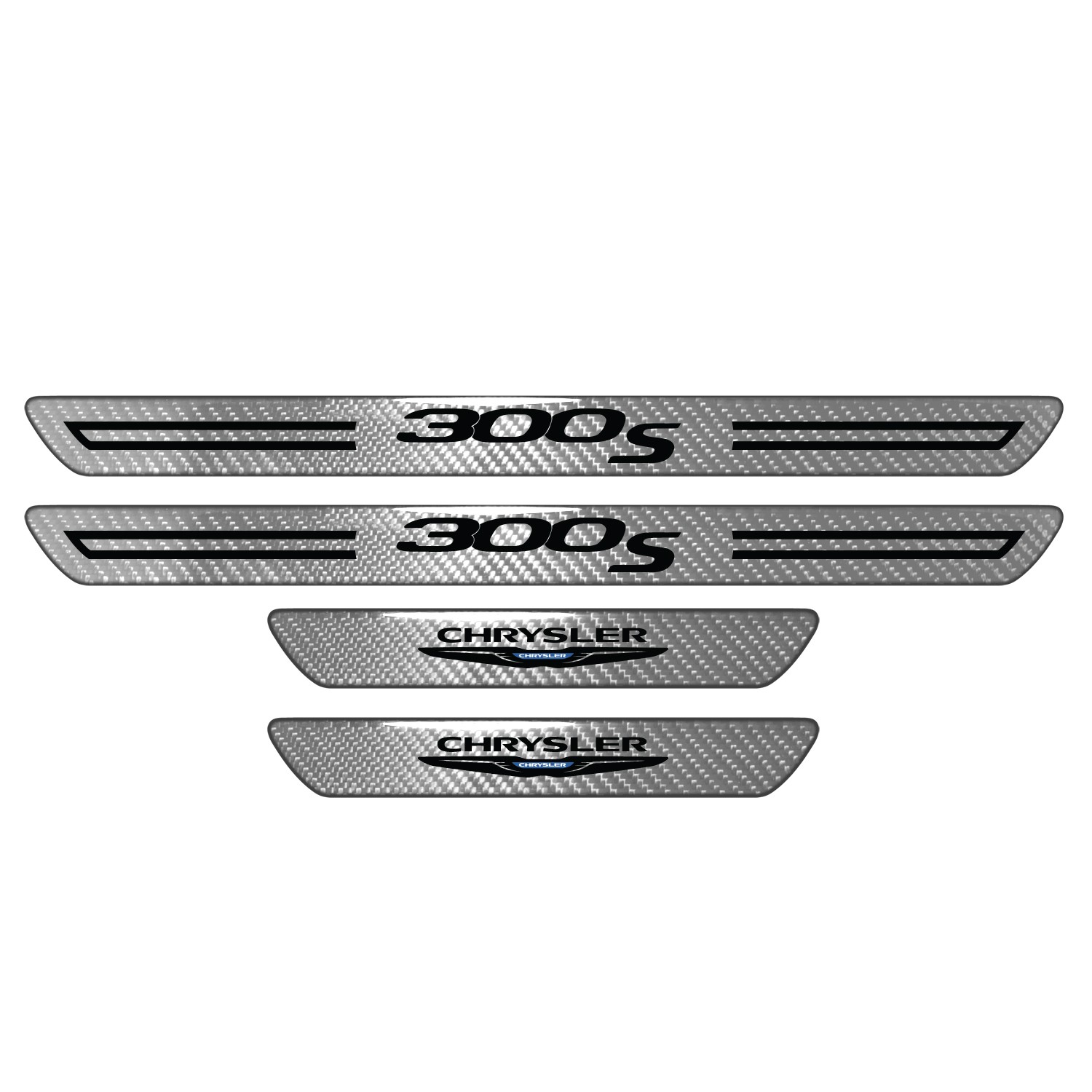 Chrysler 300S Silver Carbon Fiber Universal Door Sill Protector Kick Plates