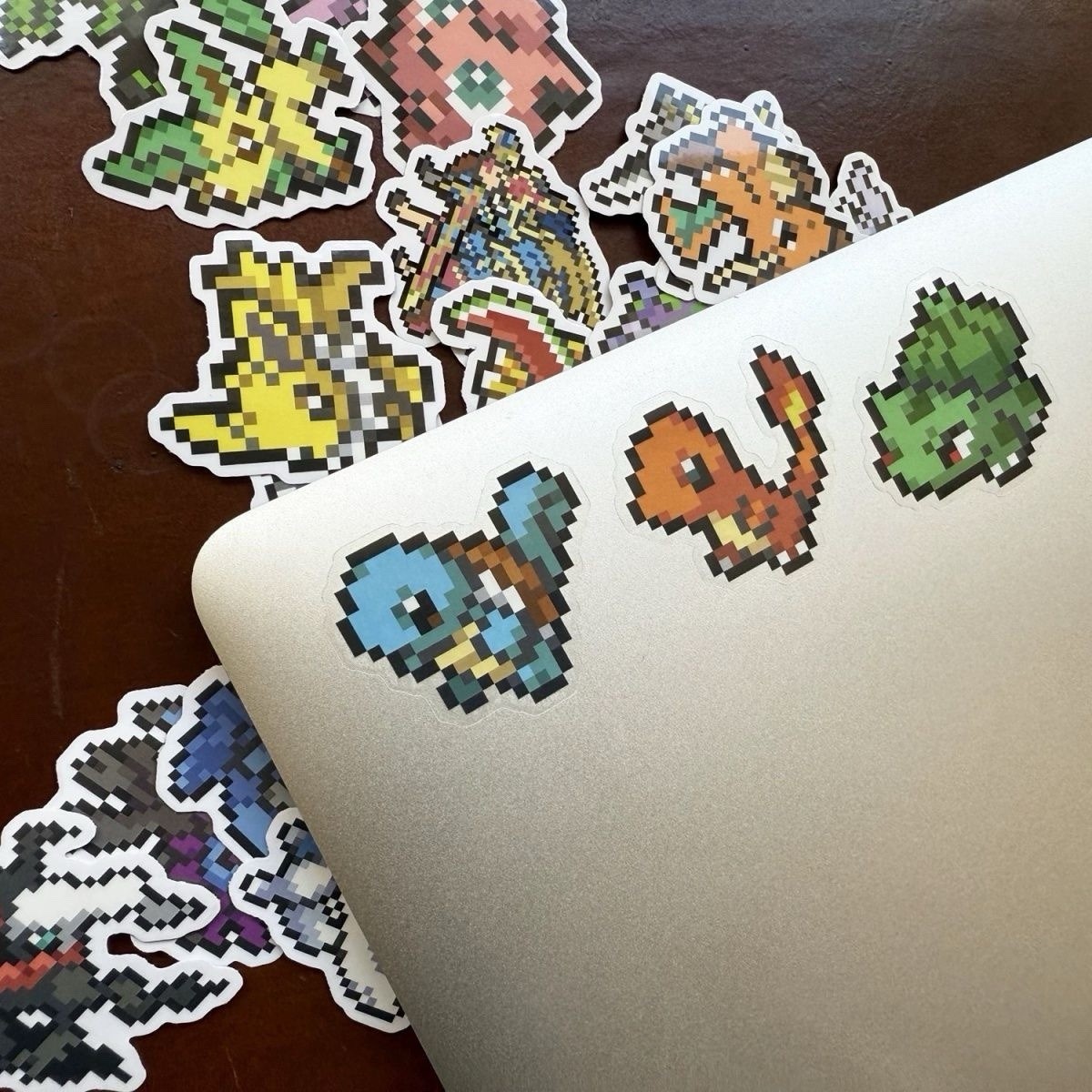 50+ Pokémon Pixel Art Laptop Stickers Transparent Decal Pack Charizard Greninja
