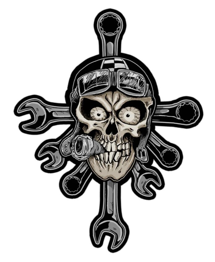 NEW LETHAL THREAT SKULL WRENCH CROSS MINI DECAL STICKER 2.75"x4" RC00241