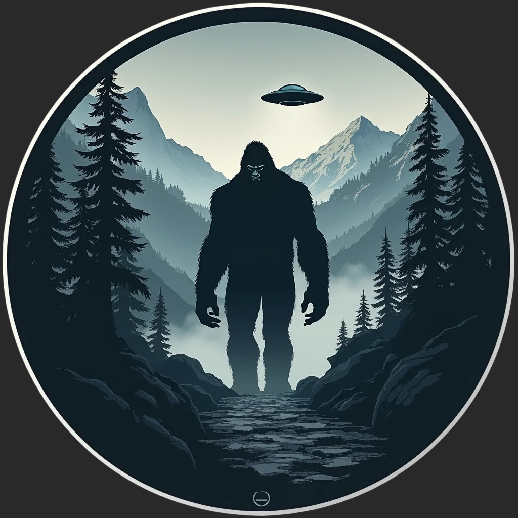 Bigfoot sticker vinyl decal believe alien ufo cryptid mountains forest night
