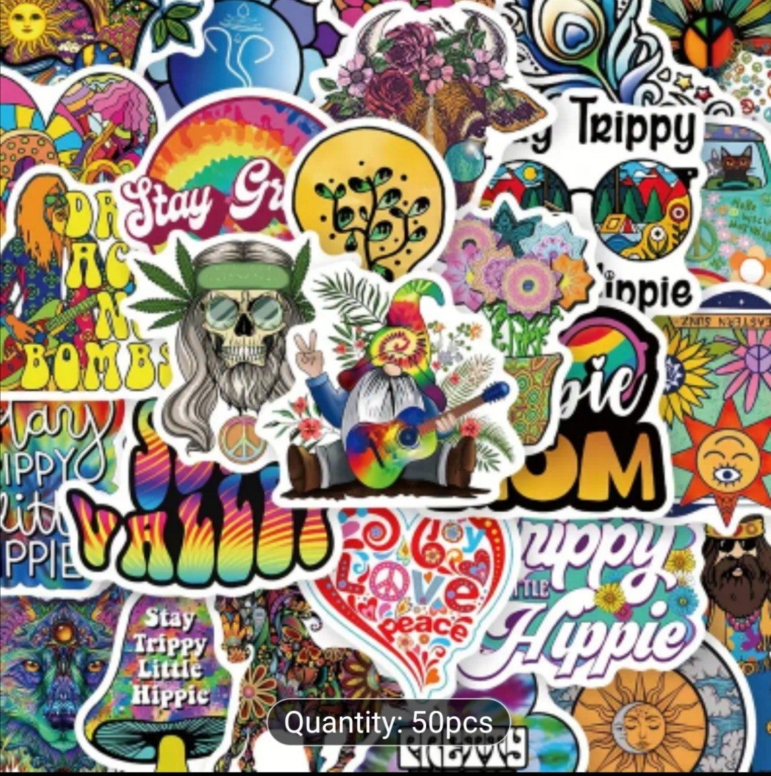10 PCS Trippy Hippie Groovy Retro Colorful Peace Stickers BRAND NEW