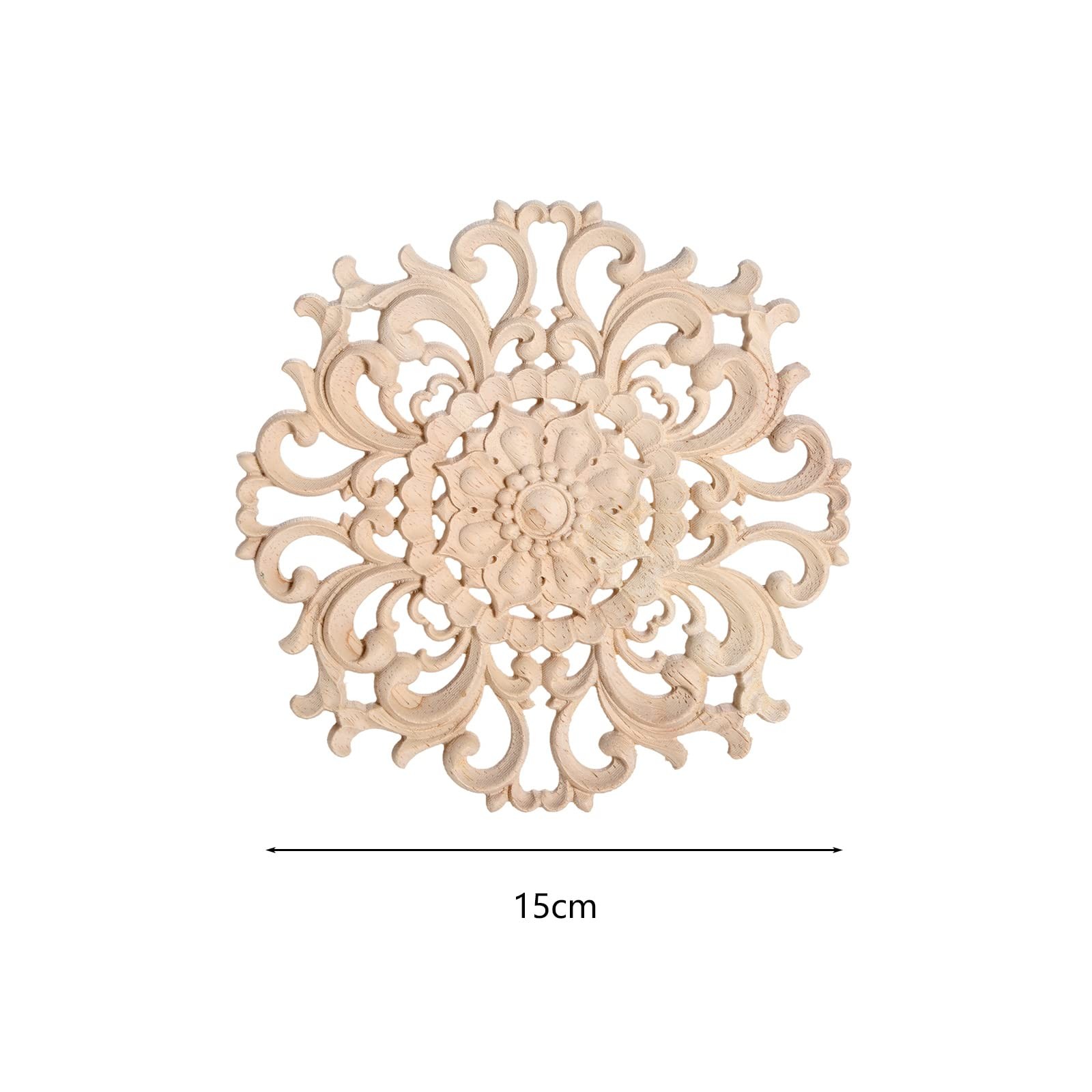 Wood Carved Appliques Decorative Onlays, Round Wood Carving Craft Decals for …