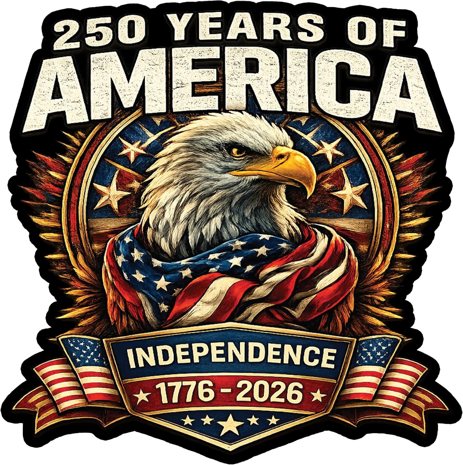 250th Anniversary USA Flag Sticker Bumper Car Decal Patriotic American United St