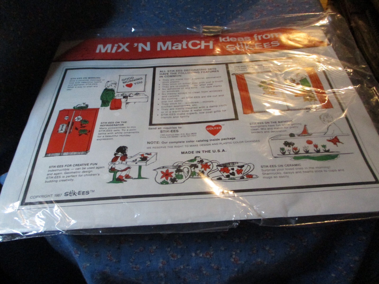 (1068) NOS Stik-ees for Creative Fun Magic Plastic Decals X-84 Red Green White O