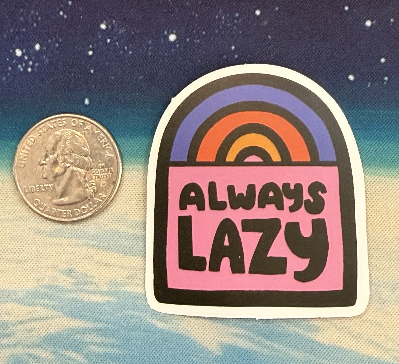 Always Lazy Sticker Retro Rainbow Funny Vinyl Decal Humor Skateboard Bottle Car