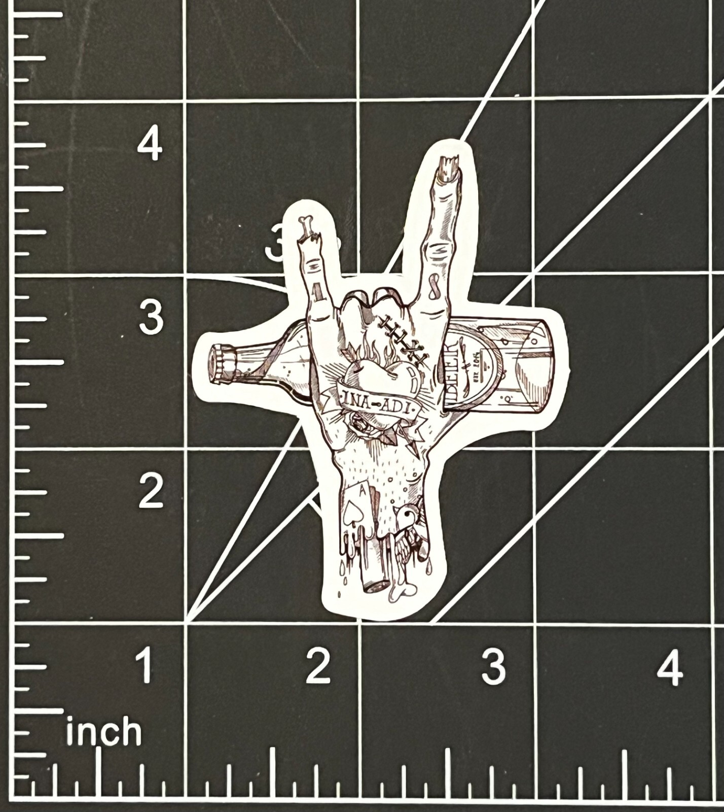 Zombie Devil Horns Hand Vinyl Sticker Heavy Metal Punk Beer Rock Band Music