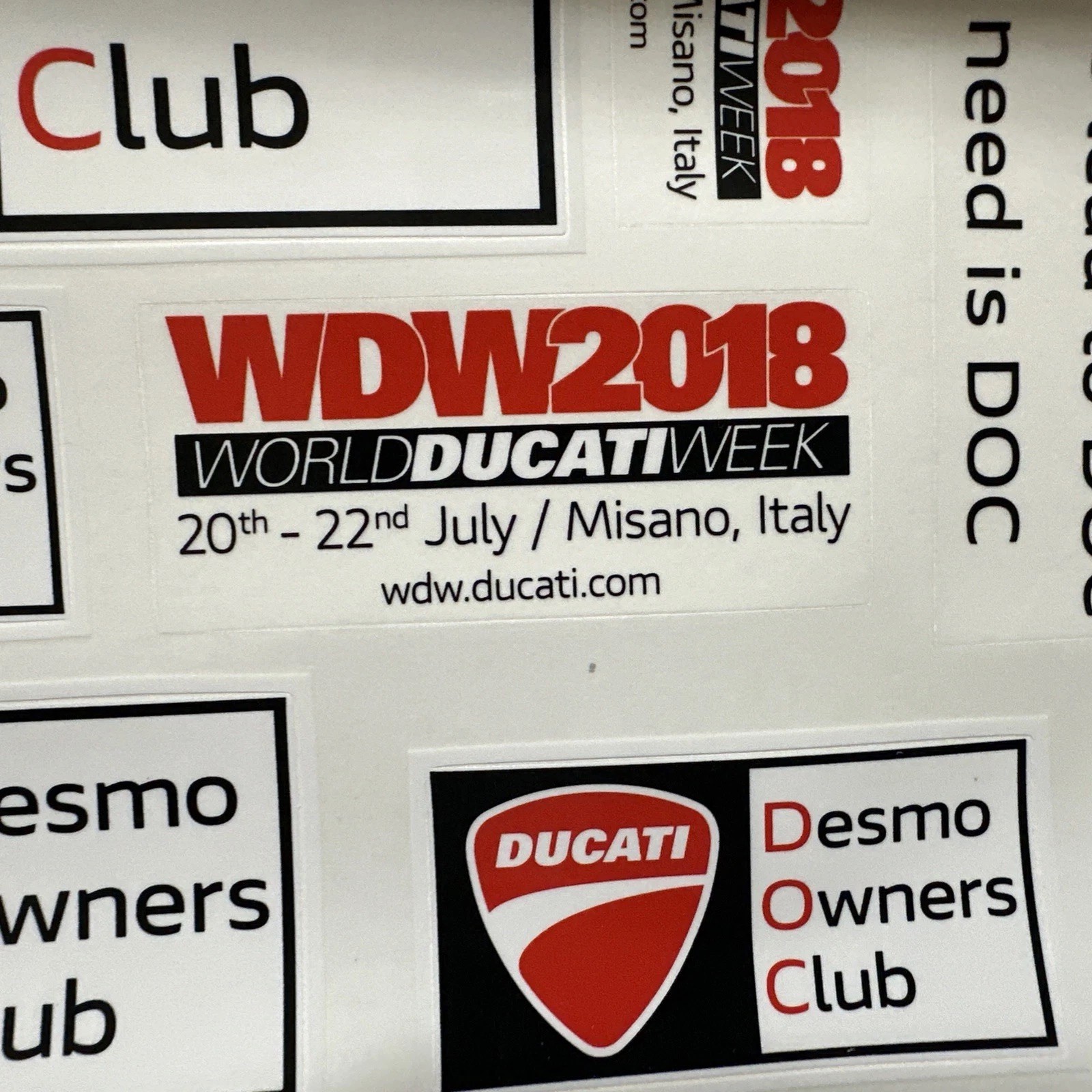 Ducati World Ducati Day Decals 2018 , Ducati Decal Sheet