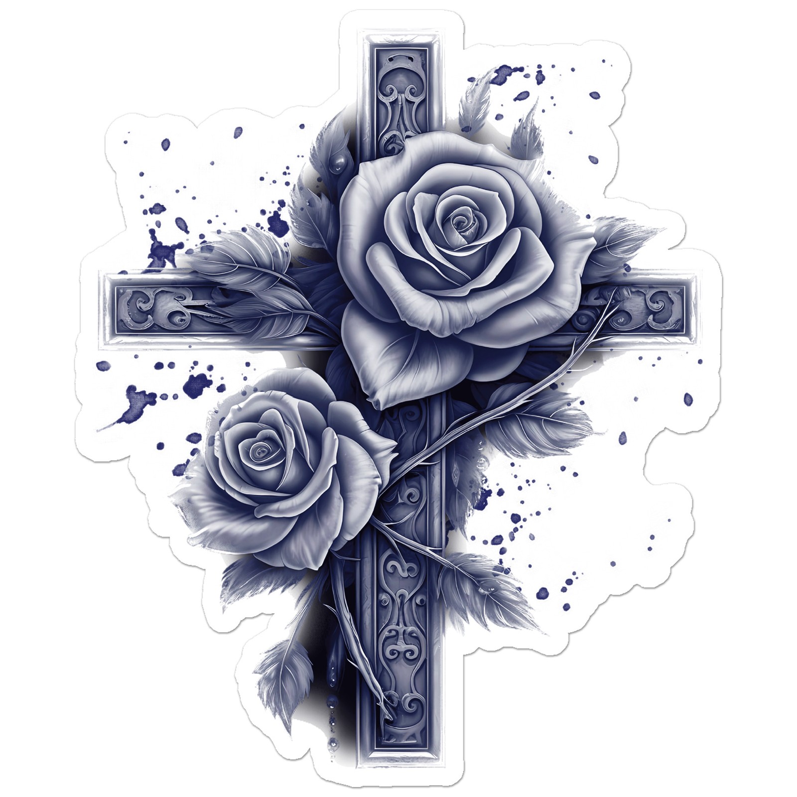 Cross roses – Vinyl Decal Sticker – Car Window Laptop – ebn9378