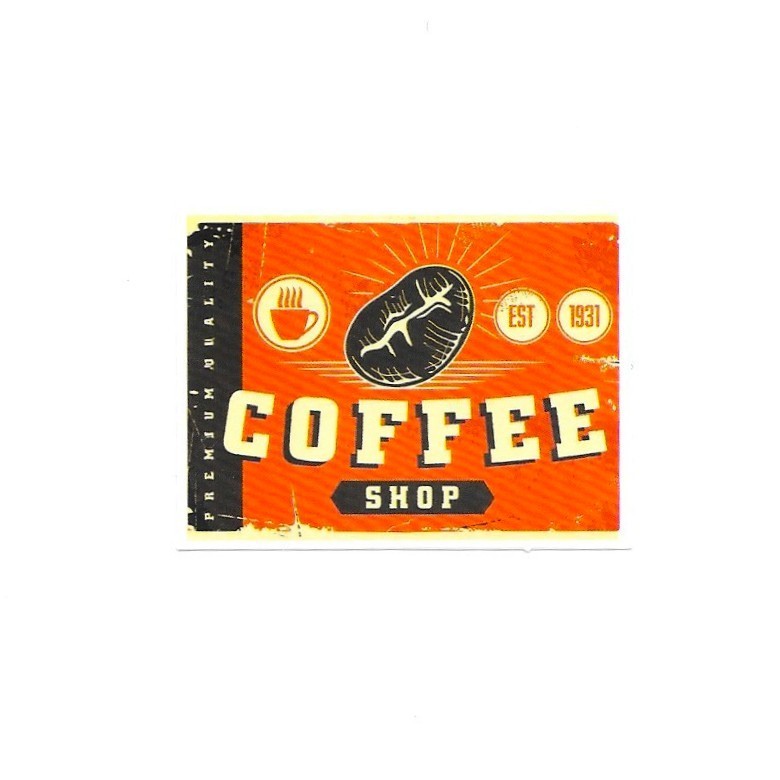 Coffee Shop Vintage Retro Sunburst Vinyl Sticker Cafe Roastery Mug Laptop Sign