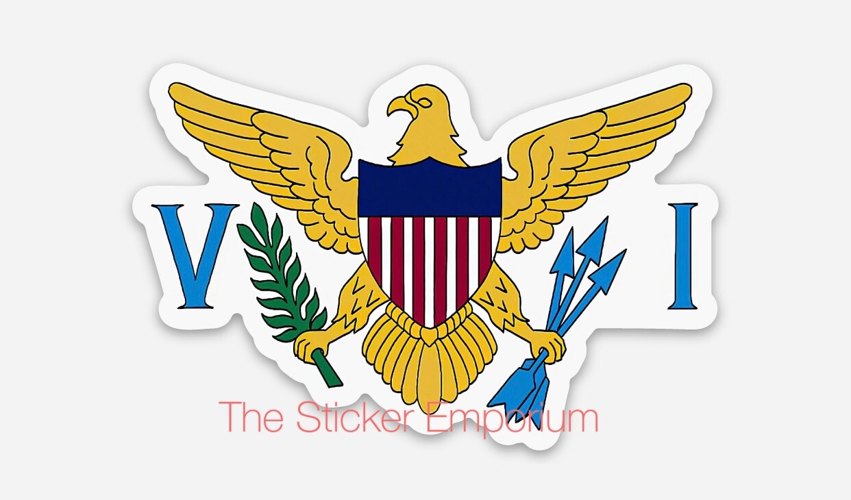 USVI Flag Sticker ~ Water Bottle Laptop Tumbler Vinyl Decal St Thomas John Croix