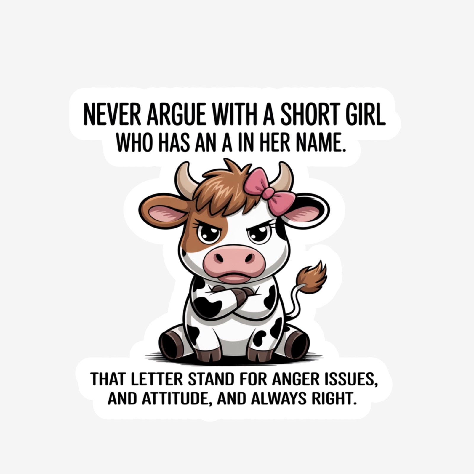 Cute Funny Animal Cow Quote Attitude Sarcastic Whimsical Vinyl Decal Sticker