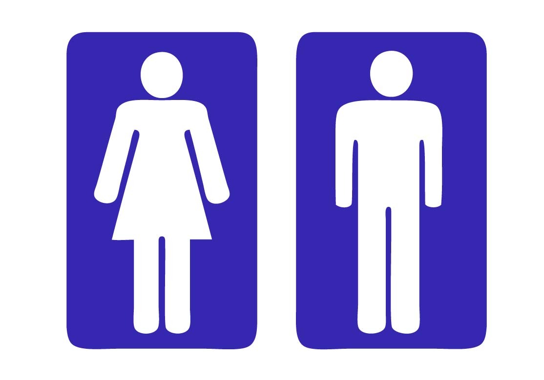 Restroom / Bathroom Men's Women's Sign Vinyl Sticker Decal (2 stickers) 6"h ea.