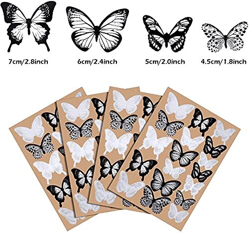 72 Pcs 3D Butterfly Wall Stickers Crystal White Black Butterfly Wall Decor,