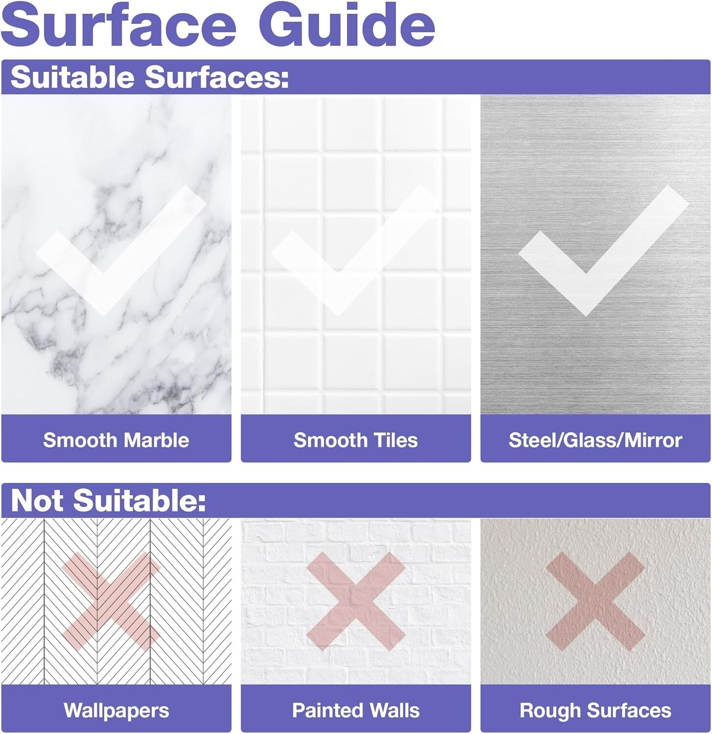 Heavy-Duty Transparent Wall Adhesives for Shower Caddy – 20 Pounds Limit, 2-Pack