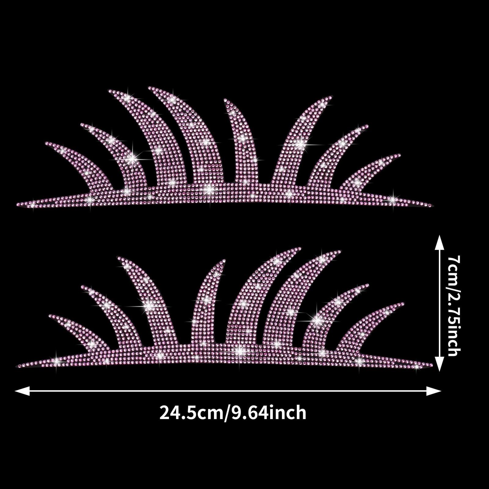 Car Headlight Bling Eyelashes Diamond Crystal Auto Decoration Ornaments 2Pcs