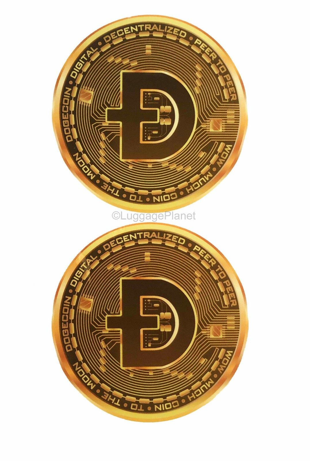 Dogecoin Vinyl Decal Doge Sticker for Laptop, Car, Thermos (2 pack)