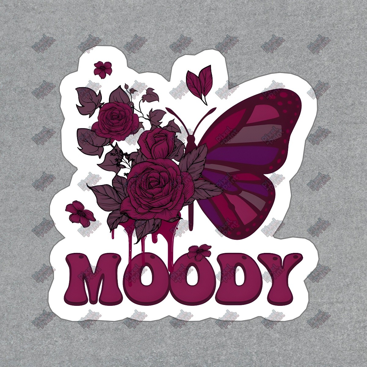 Moody Butterfly & Roses Vinyl Sticker Aesthetic Decal for Laptops, #818621