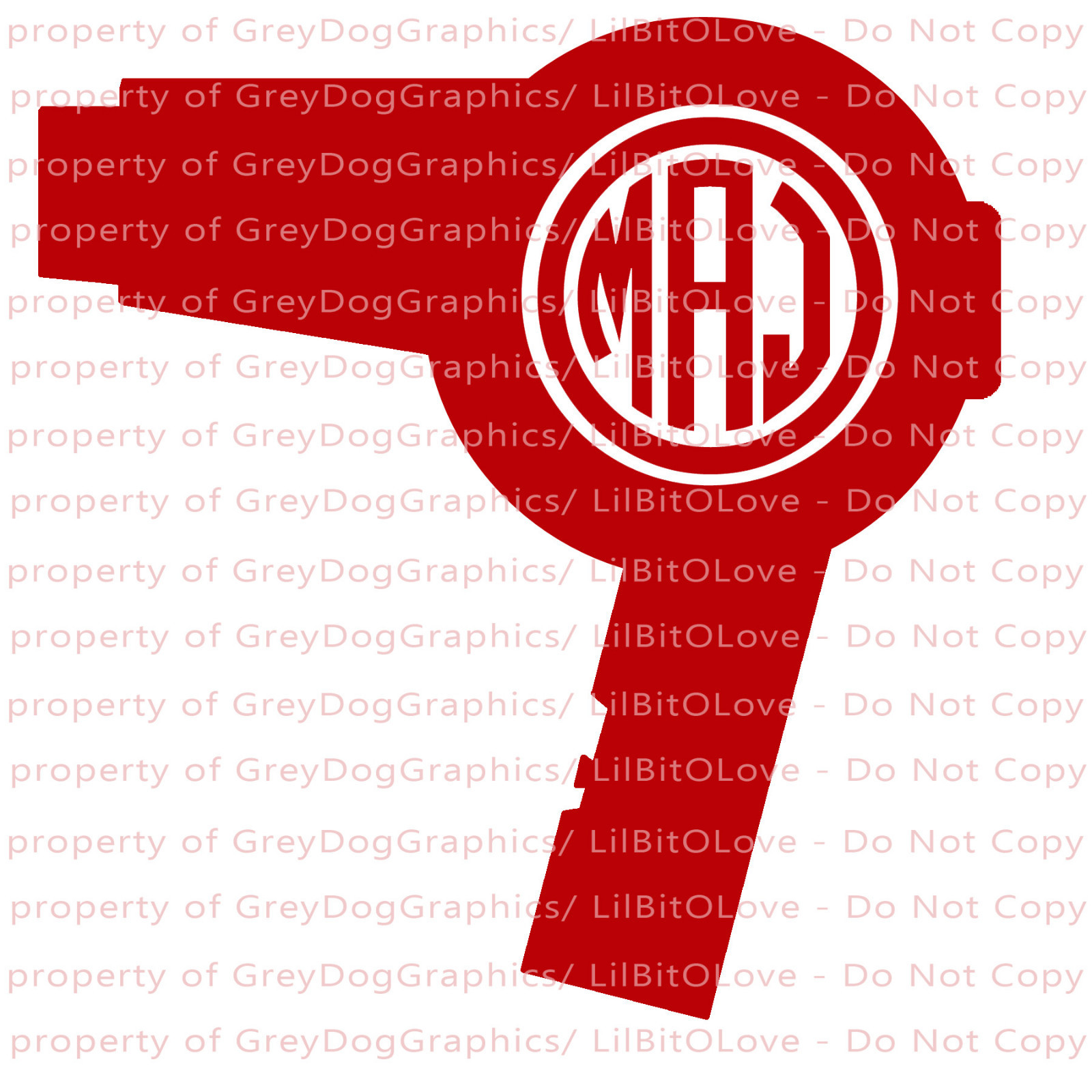 Custom Hair Dryer Monogram Decal Your Initials 3 Letters Cosmetology Beautician