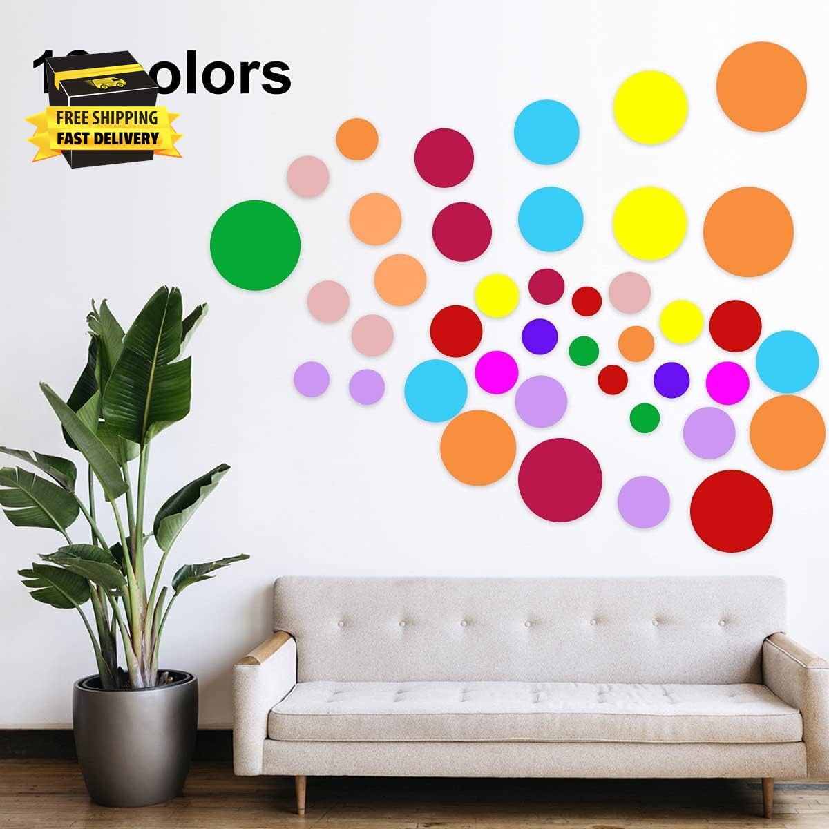 264 Pieces Polka Dot Wall Decals Circles Decals for Wall Vinyl Dots Stickers Set