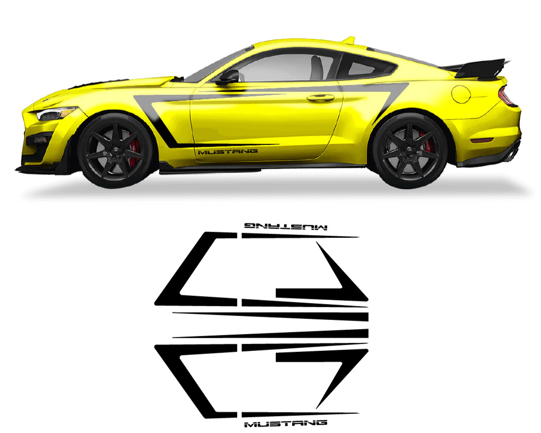 Aftermarket Ford Mustang Side Door Stripes Graphics