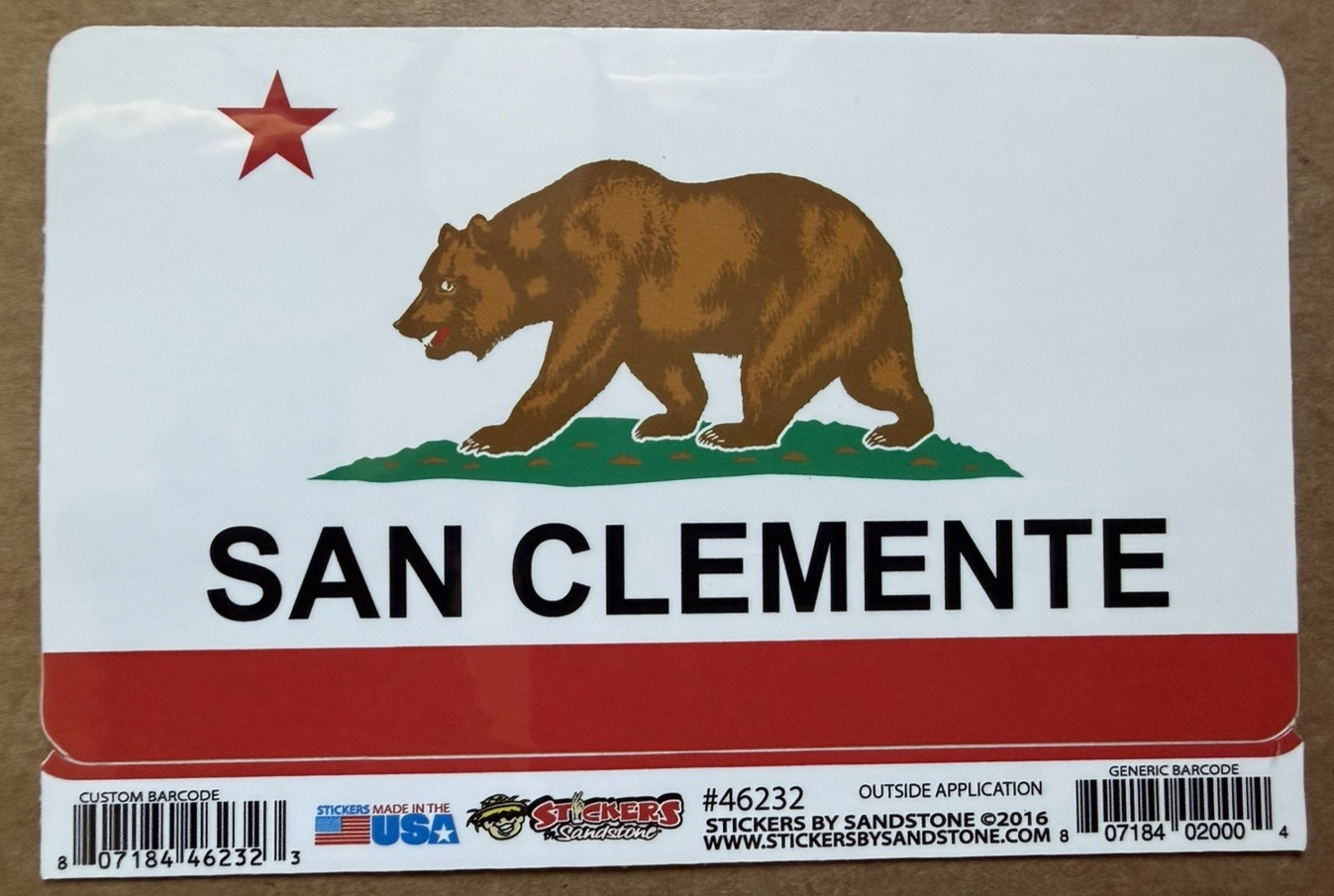 San Clemente California Bear Flag Vinyl Sticker Decal 4×6 Stickers By Sandstone