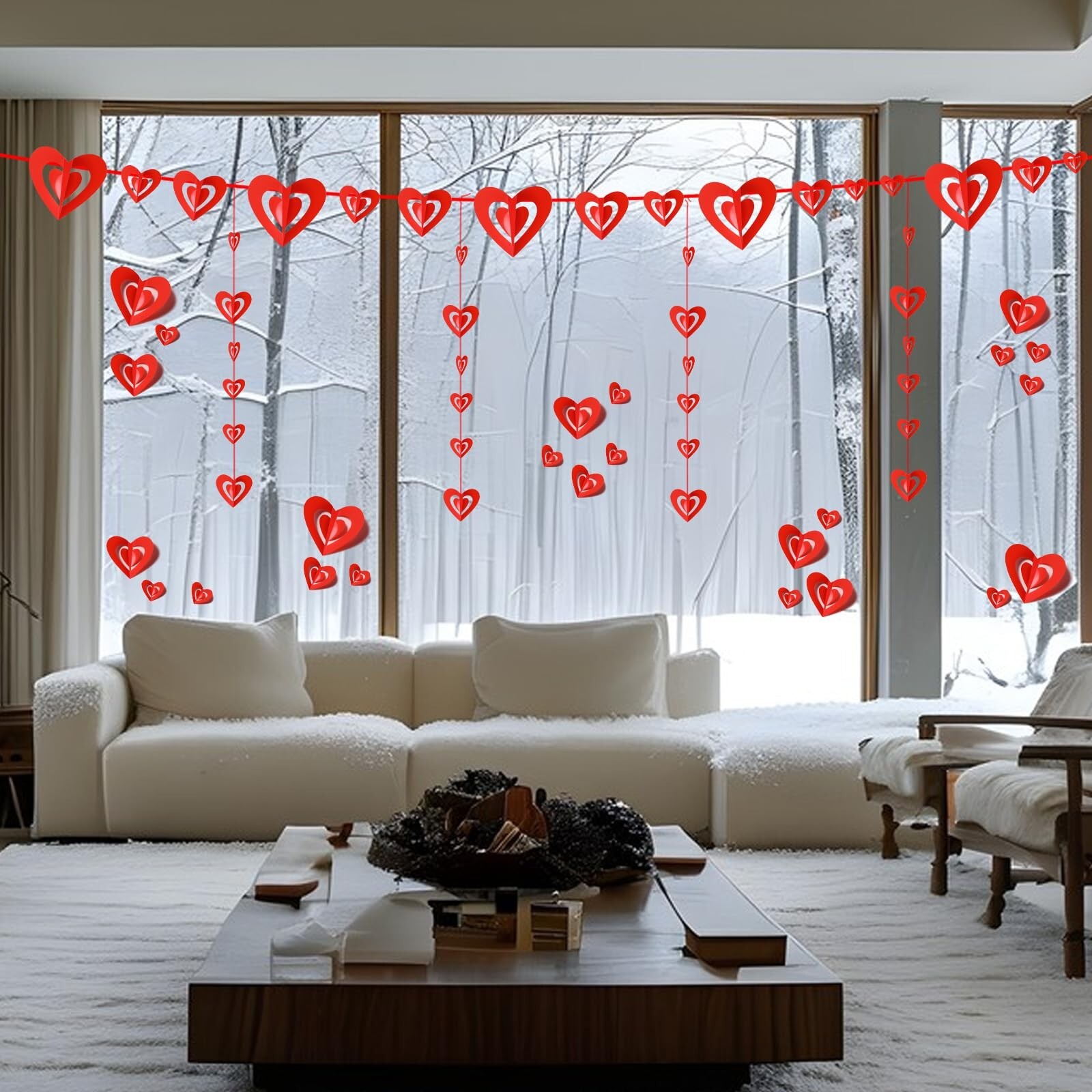 60 Pcs Valentines Day Wall Decorations – 3D Heart Stickers, Waterproof Wall D…