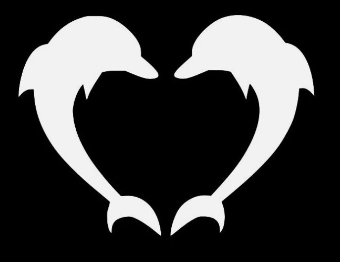 DOLPHIN HEART Vinyl Decal Car Truck Wall Sticker CHOOSE SIZE COLOR