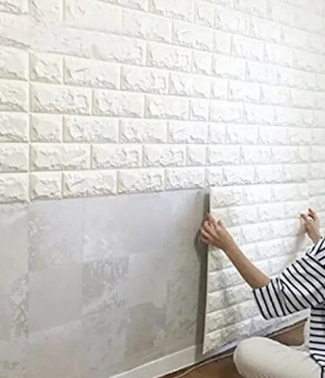 White 3D Foam Wall Panels Peel and Stick Brick Wallpaper 10 Pack 59 Sq Ft