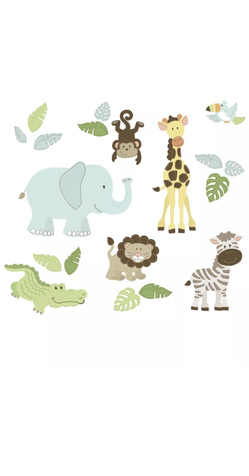 New Safari Buddies Wall Art Kit Peel Stick + Move 20 pc Wall Pops Nip Monkey