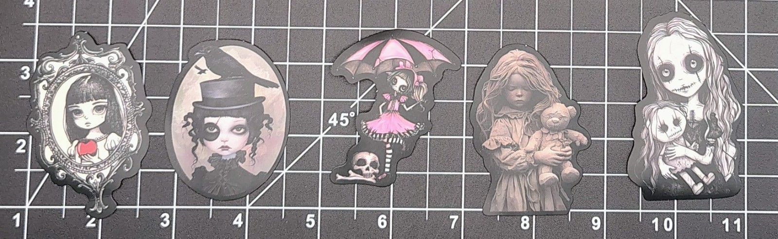50 Creepy Goth Doll Stickers Vinyl Lot Dark Horror Spooky Macabre Emo Decals