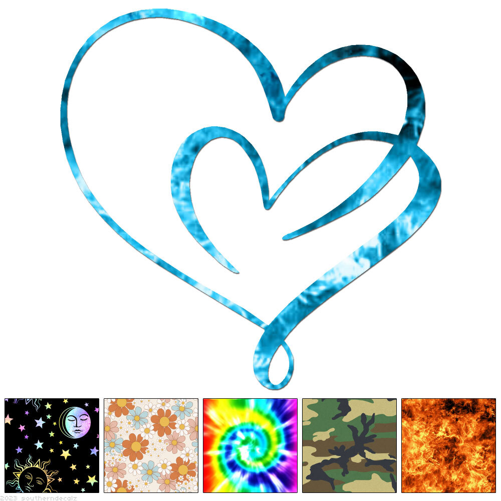 Double Hearts – Decal Sticker – Multiple Patterns & Sizes – ebn6389