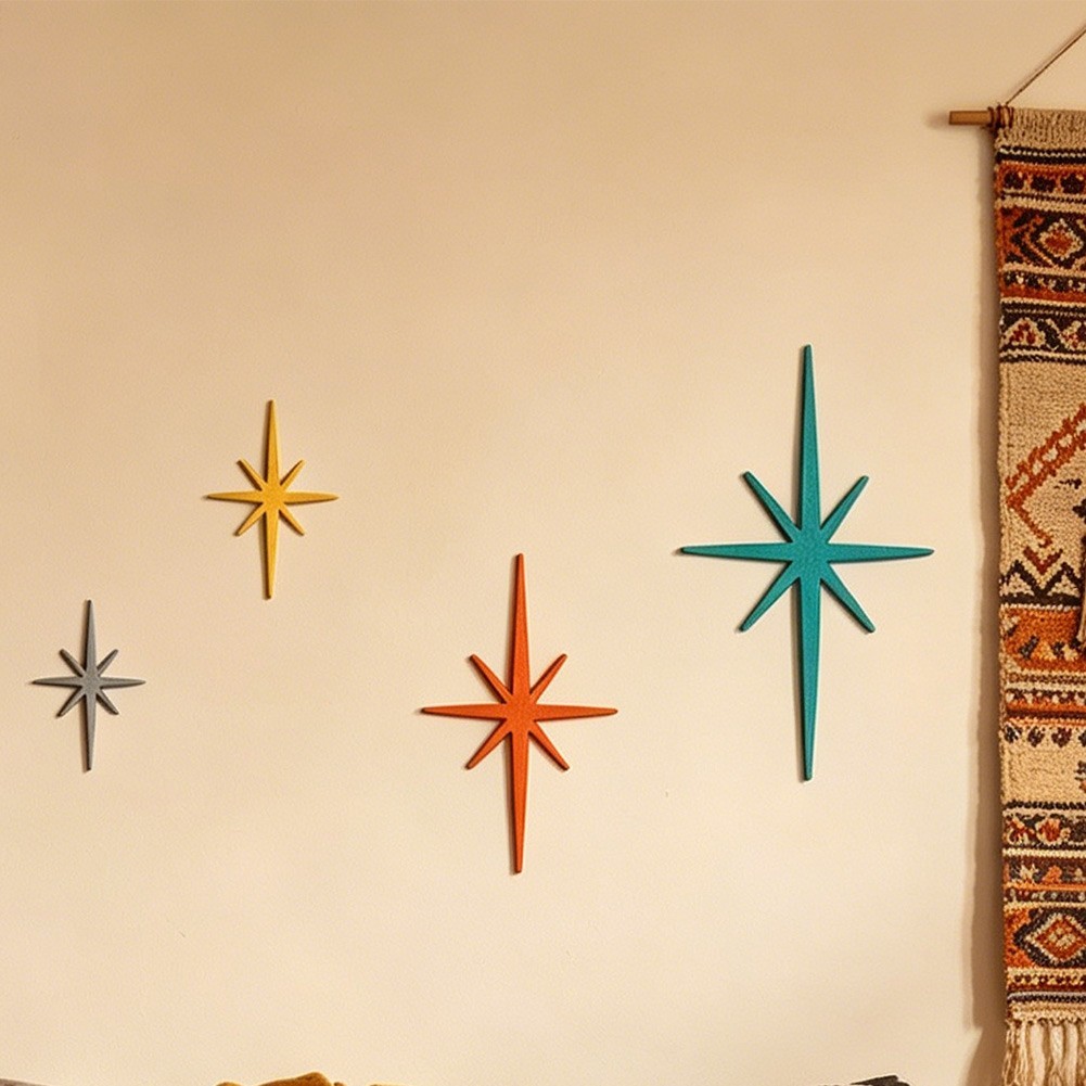 4-Pack Metal Star Silhouette Wall Decor for Garden Patio and For Home Walls
