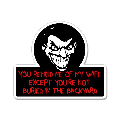 You Remind Me Of My Wife Scary Funny car bumper sticker decal 5" x 4"
