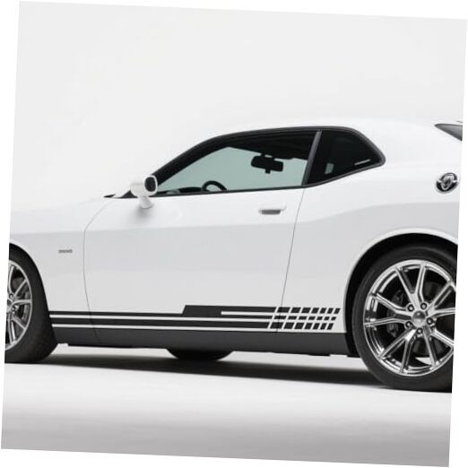 2PCS Decal Sticker Vinyl Side Racing Stripes Kit Compatible with Matte Black
