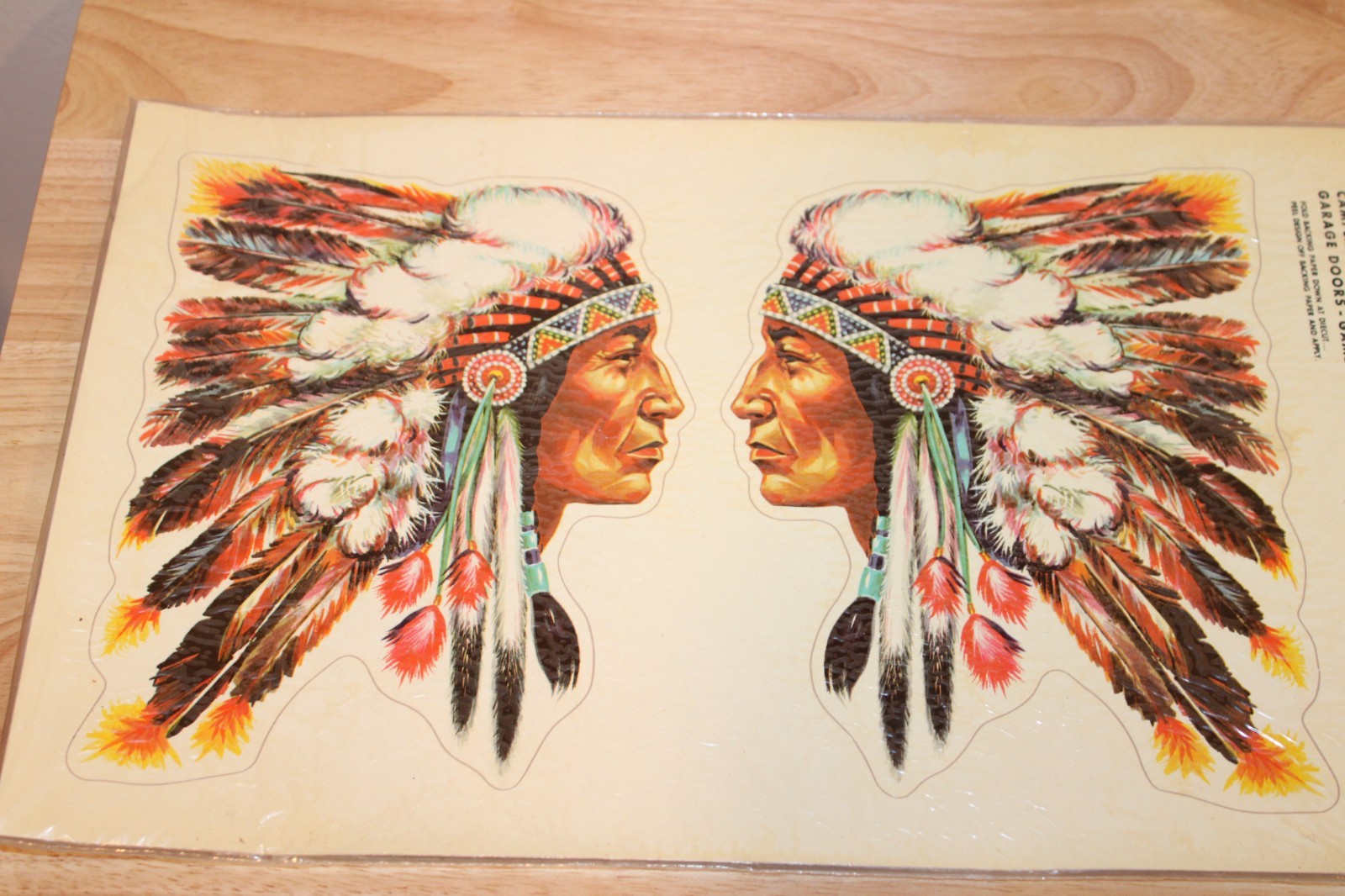 SPORT-STIK Vintage Meyercord Vinyl 11-Y Native American Indian Chief Heads